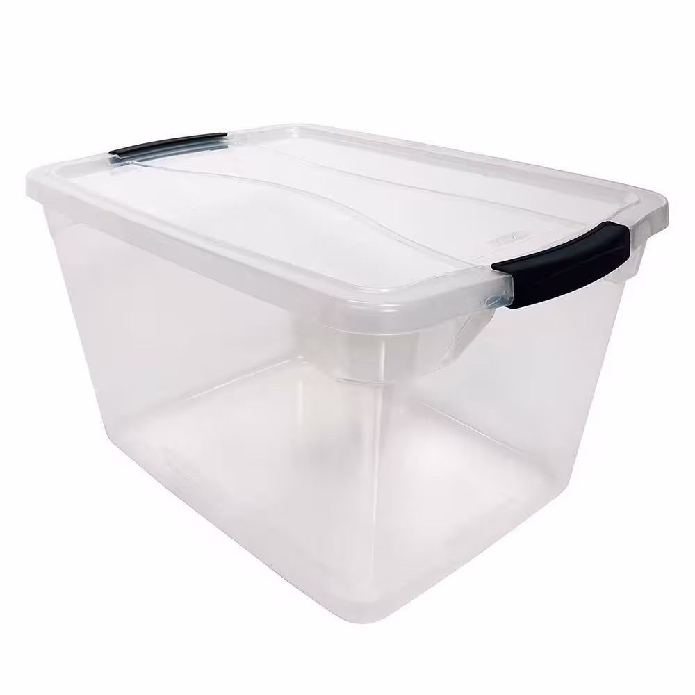 Rubbermaid Cleverstore 30 qt. Plastic Storage Tote Container with Lid (12-Pack)