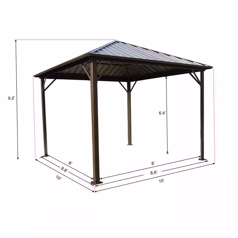 KOZYARD Rosana 10 ft. x 10 ft. Aluminum Gazebo with Galvanized Steel Roof Panels and Mosquito Netting