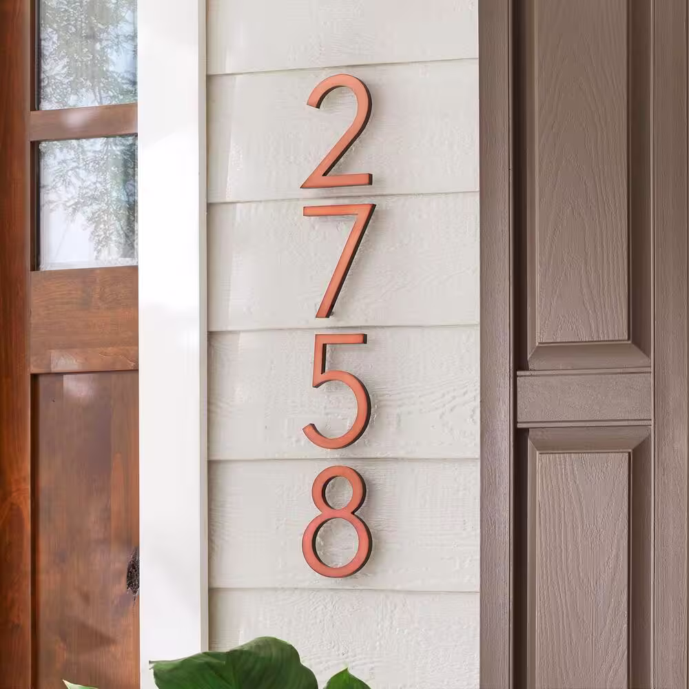 Everbilt 8 in. Antique Copper Aluminum Floating or Flat Modern House Number 7
