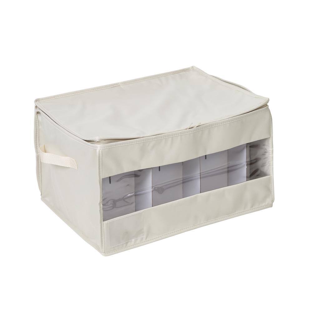 Honey-Can-Do Beige Polyester Stemware Storage Box (Set of 2)