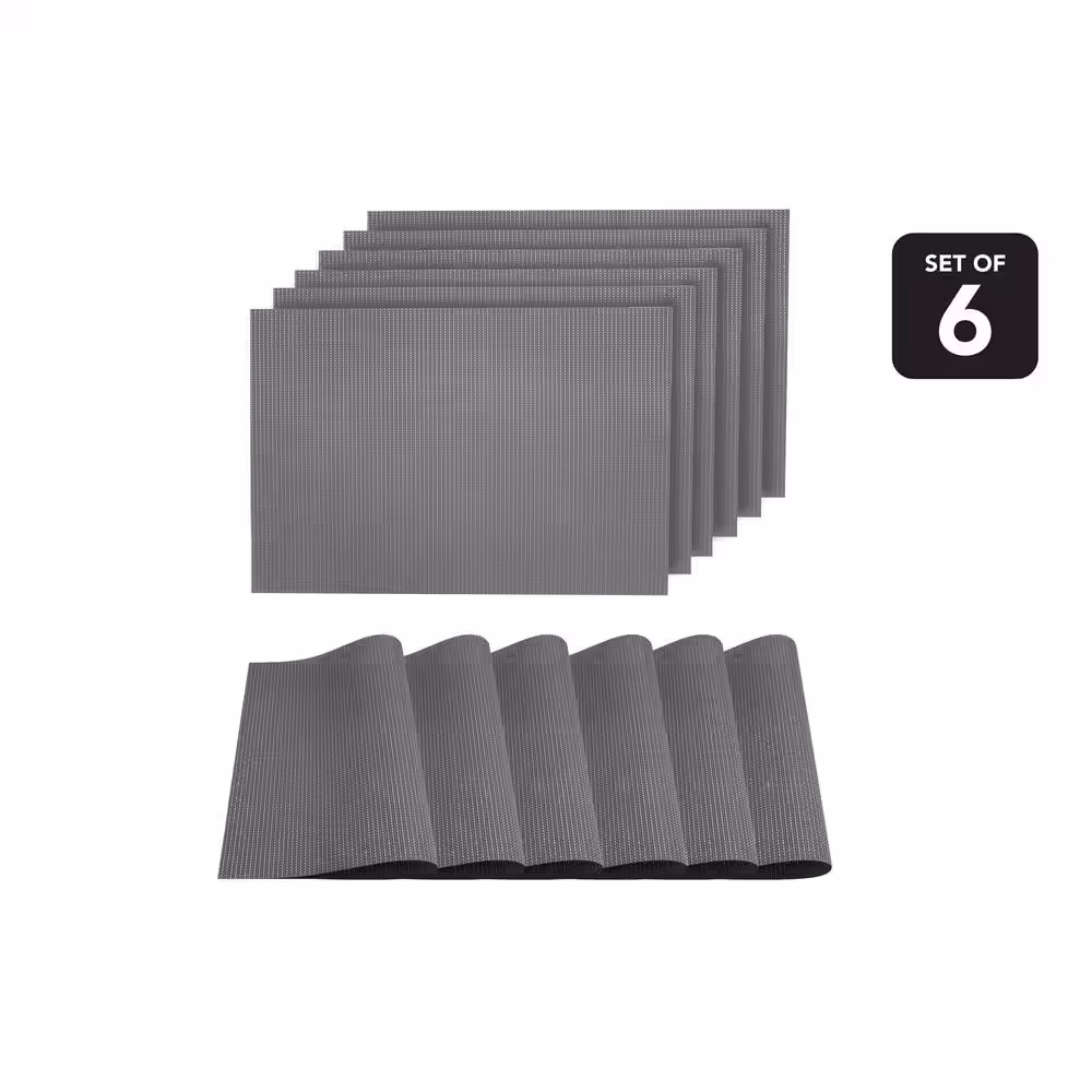 Dainty Home Natural Shimmer Woven Textilene Reversible Rectangle Placemats (Set of 6)