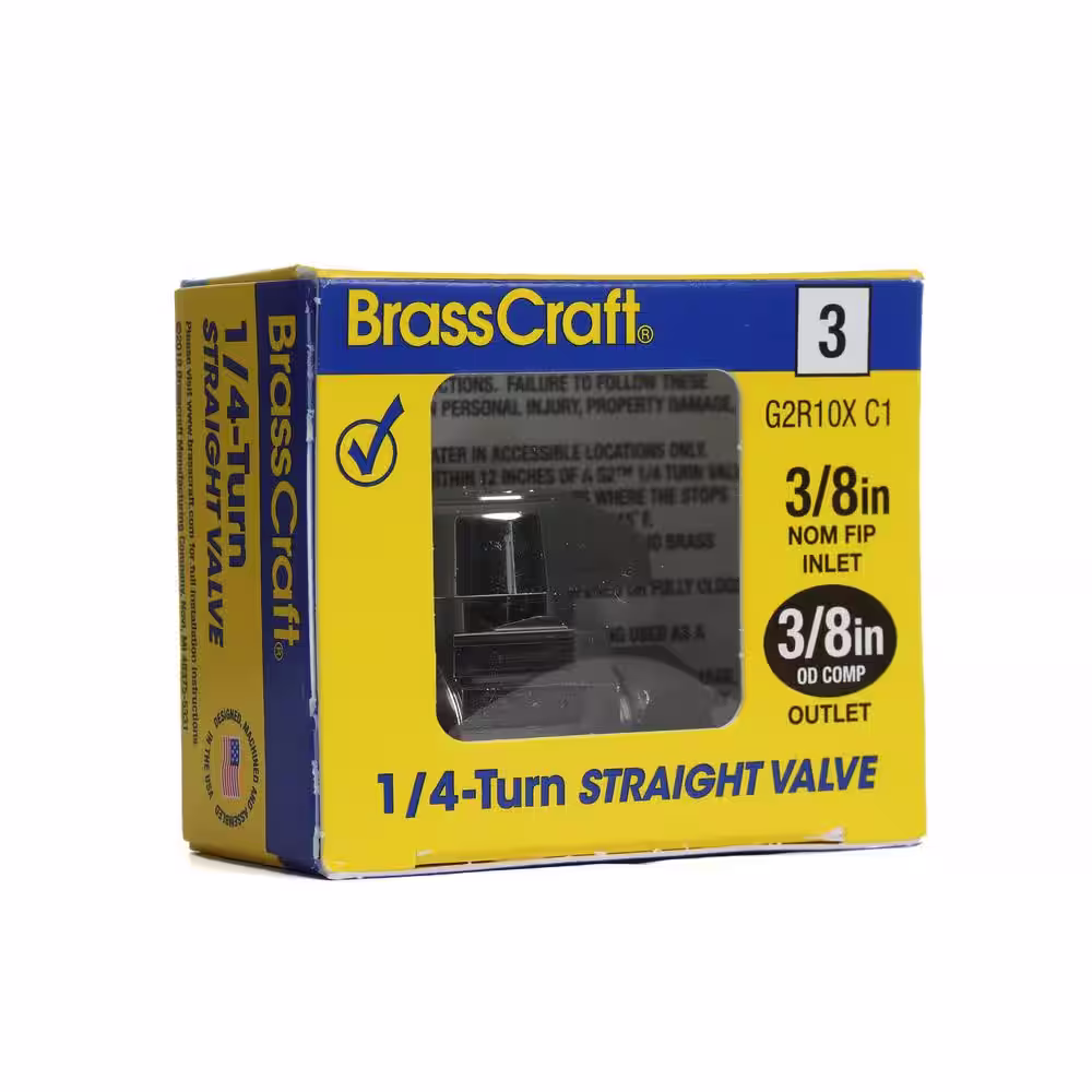 BrassCraft 3/8 in. FIP Inlet x 3/8 in. Compression Outlet 1/4-Turn Straight Valve