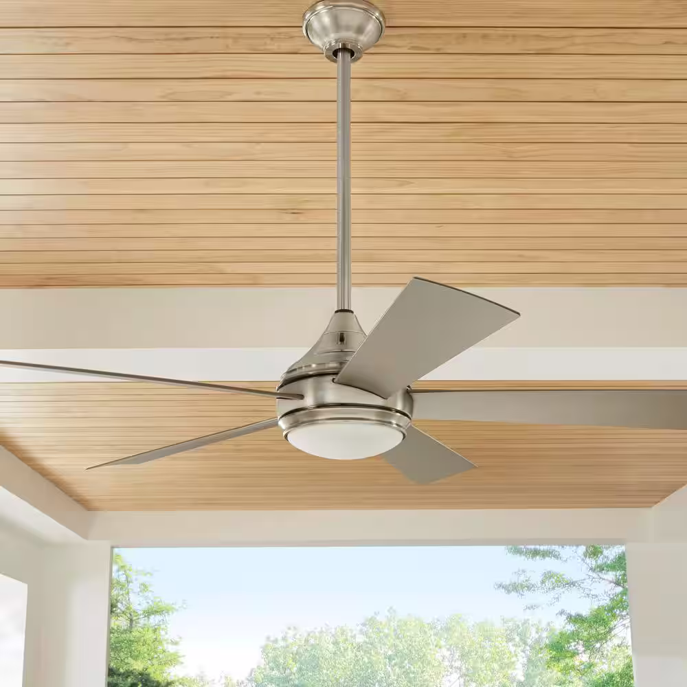 Home Decorators Collection Hanlon 52 in. Integrated LED Indoor/Outdoor Stainless Steel Ceiling Fan with Light Kit and Wall Control