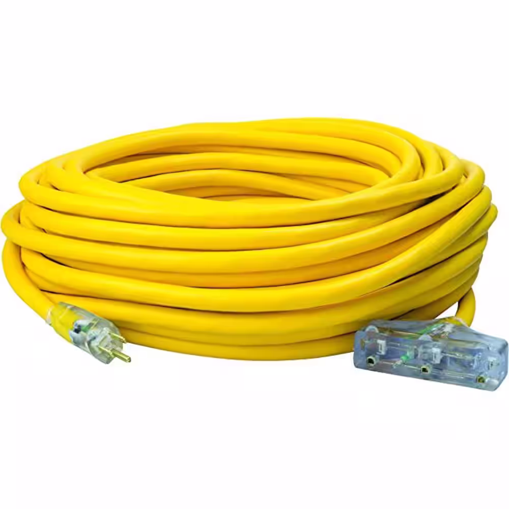 Southwire 100 ft. L 12/3 SJEOOW Yellow Outdoor Tri-Source Extension Cord