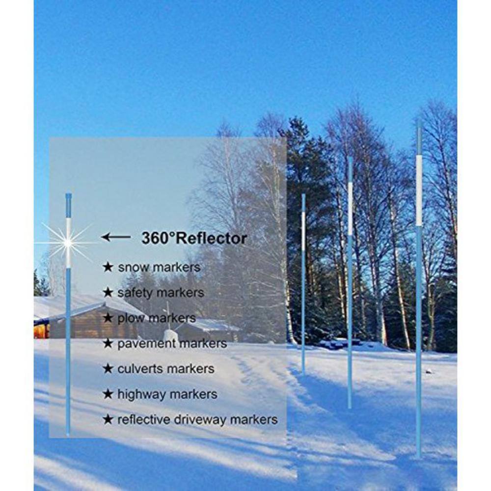 None 48 in Solid Blue High Visible 1/4 in. Dia Snow Poles, Driveway Markers with 360Â° Reflective Strip (20-Pack)