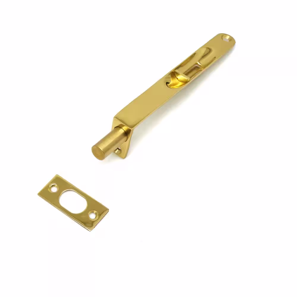 idh by St. Simons 6 in. Solid Brass Flush Bolt with Radius End in Polished Brass