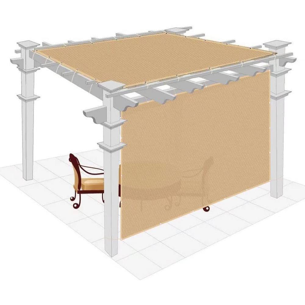 Shatex Outdoor Pergola Shade Cover Canopy for Patio Privacy Shade Screen Panel with Grommets on 2 Sidesï¼?2'x12', Beige