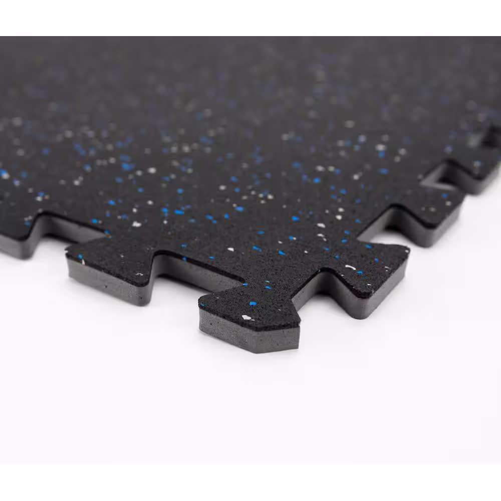 FloorPops Scoria Black 24 in. W x 24 in. x 0.47 in. Thick L Rubber Interlocking Exercise Floor Tiles (4 tiles/case)