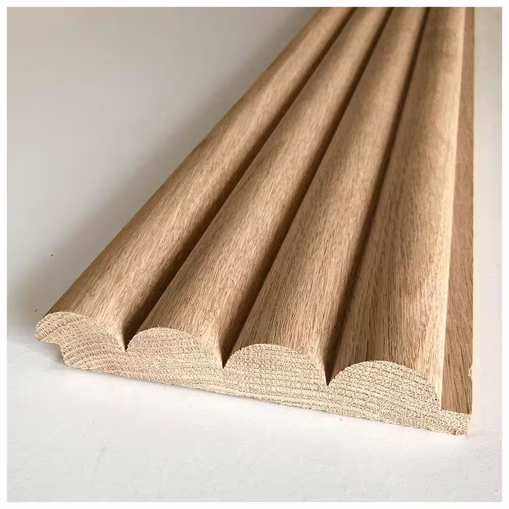 Timeline Timeline WoodÂ 1Â in xÂ 5.5Â in x 72 in.Â 11.00Â sq ft. Fluted Unfinished Oak Round Slat Wood Wall Panels (4-Pk)