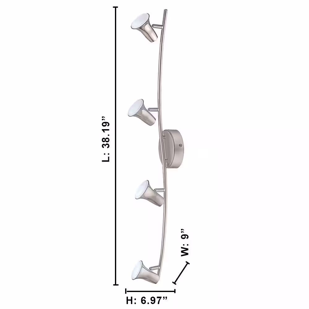 Eglo Jumilla 38.19 in. 4-Light Matte Nickel Dimmable Integrated LED Track Lighting Kit with Adjustable Heads