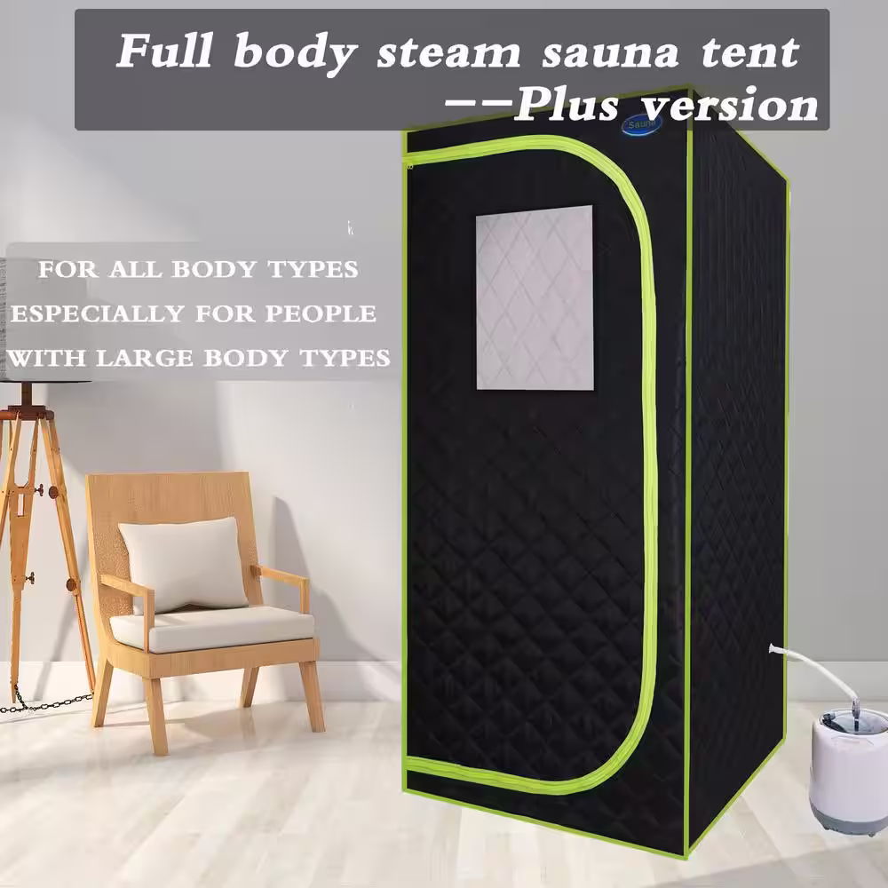 cadeninc 1-Person Black Steam Plus Type Full Body Portable Sauna Tent with Stainless Steel Pipes Connector, Easy to Install