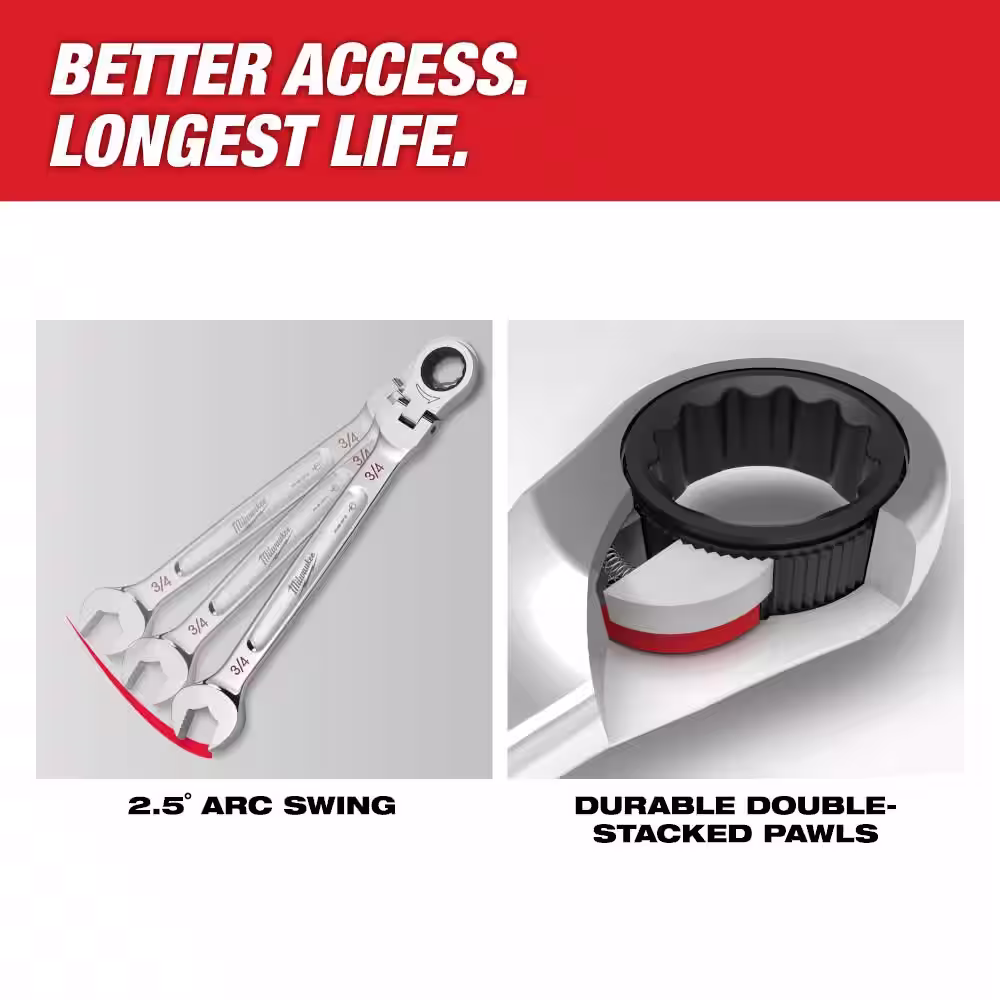 Milwaukee 24 mm Flex Head Ratcheting Combination Wrench