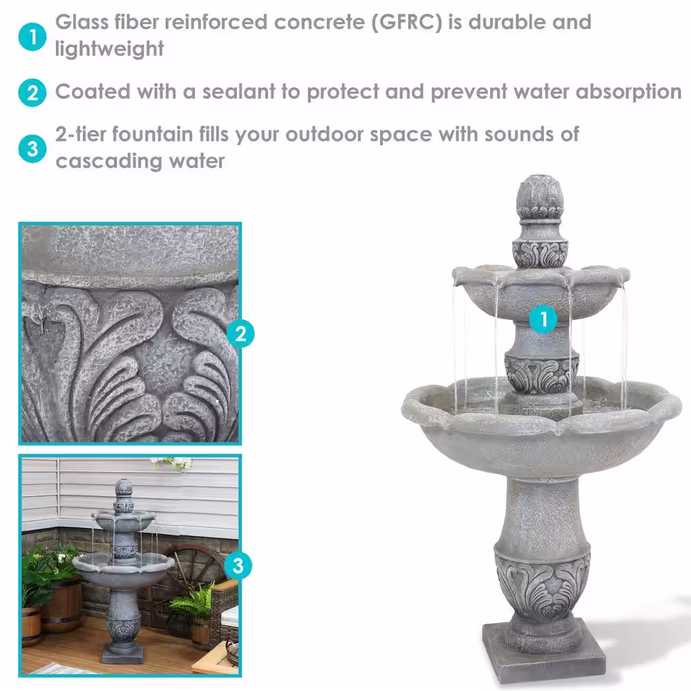 Sunnydaze Decor French Garden 2-Tier Outdoor Water Fountain - Dusty Gray