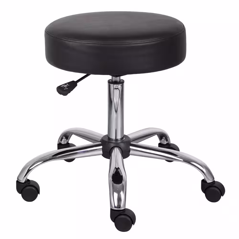 BOSS Office Products WorkPro Black/Chrome Antimicrobial Vinyl Medical Stool