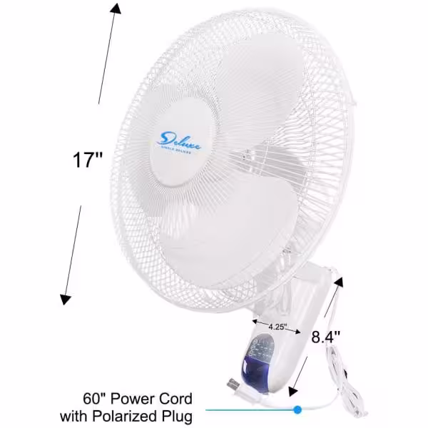 None 16 in. 3-Speed Mounted Wall Fan with Adjustable Tilt and Remote Control in White
