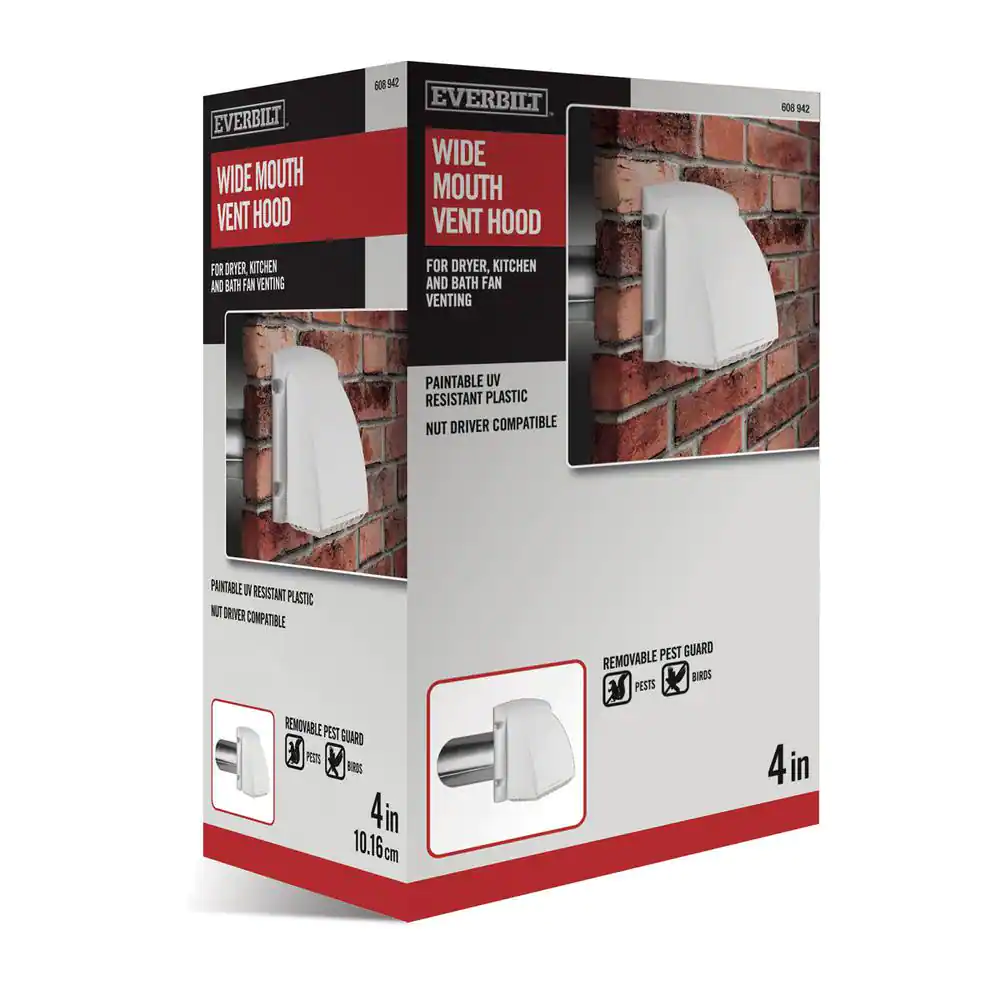Everbilt Wide Mouth Dryer Vent Hood in White