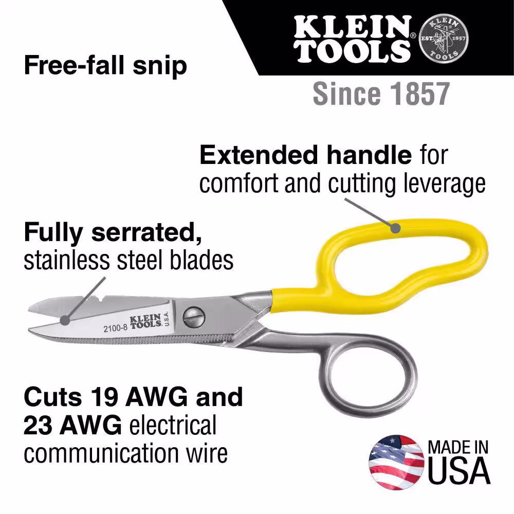 Klein Tools Free-Fall Snip Stainless Steel
