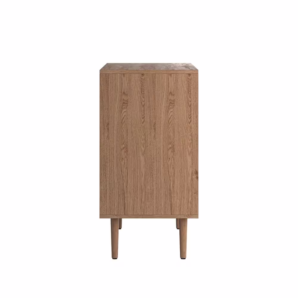 JAYDEN CREATION Roderick Oak 30.2 in. Tall Plus 2-Door Accent Cabinet with Wood Legs
