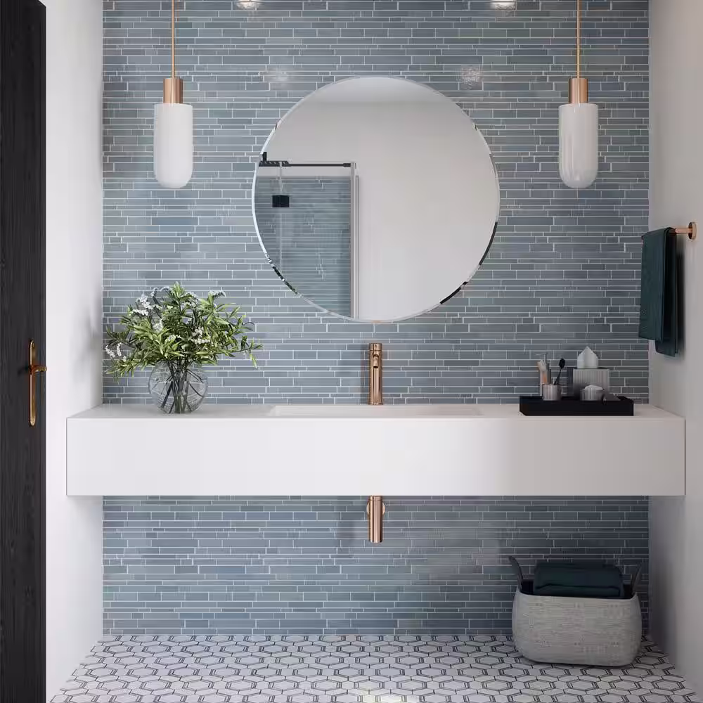 Jeffrey Court Polar Orbit Blue 11.625 in. x 11.625 in. Interlocking Glossy Glass Mosaic Wall Tile (18.77 sq. ft./Case)