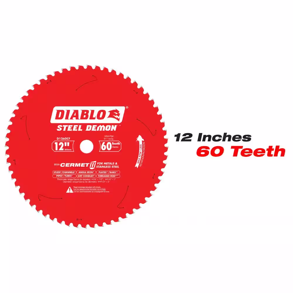 DIABLO 12 in. x 60-Tooth and 12 in. x 80-Tooth Steel Demon Cermet II Metals and Stainless Steel Circular Saw Blades (2-Blades)