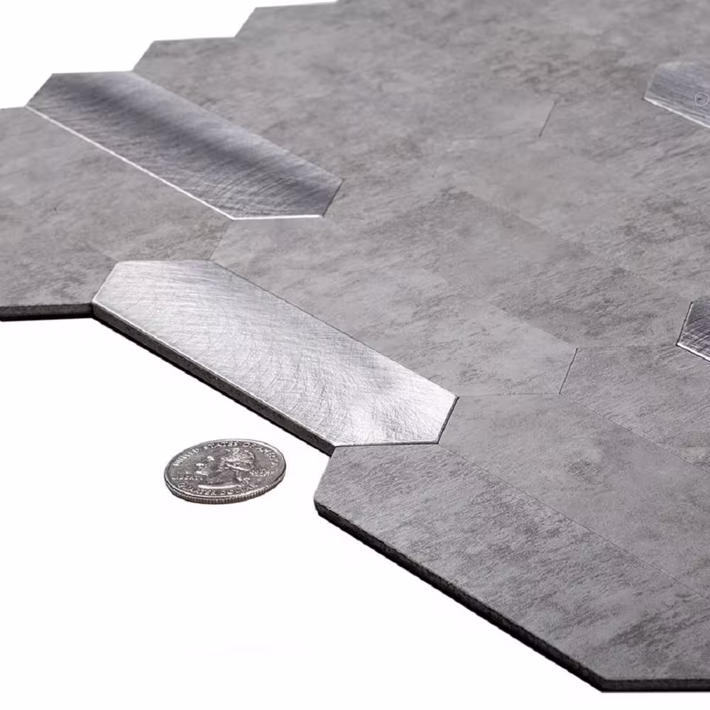 Apollo Tile Silver Grey Picket 12 in. x 12 in. Honed Metal Peel and Stick Backsplash Tile for Kitchen and Bathroom (10 sq. ft./Case)