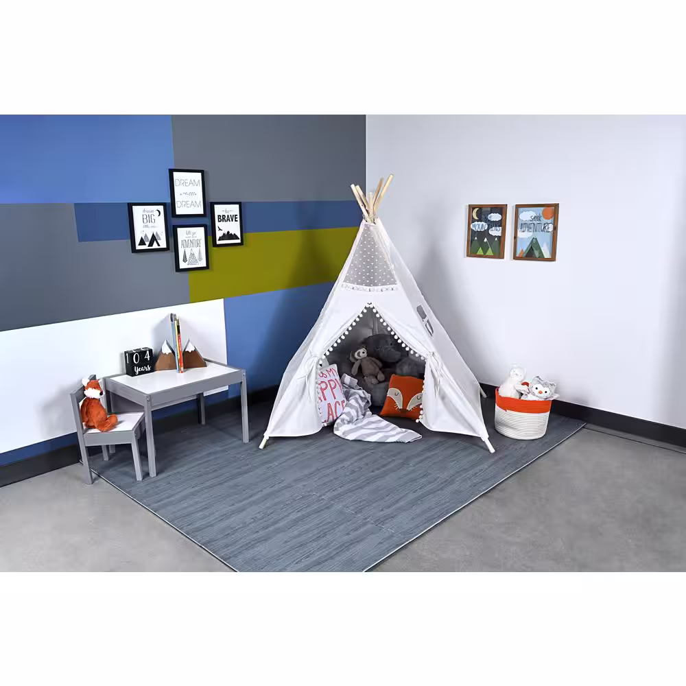 Norsk Reversible Charcoal/Black Faux Wood 24 in. x 24 in. x 0.47 in. Foam Mats (4-Pack)