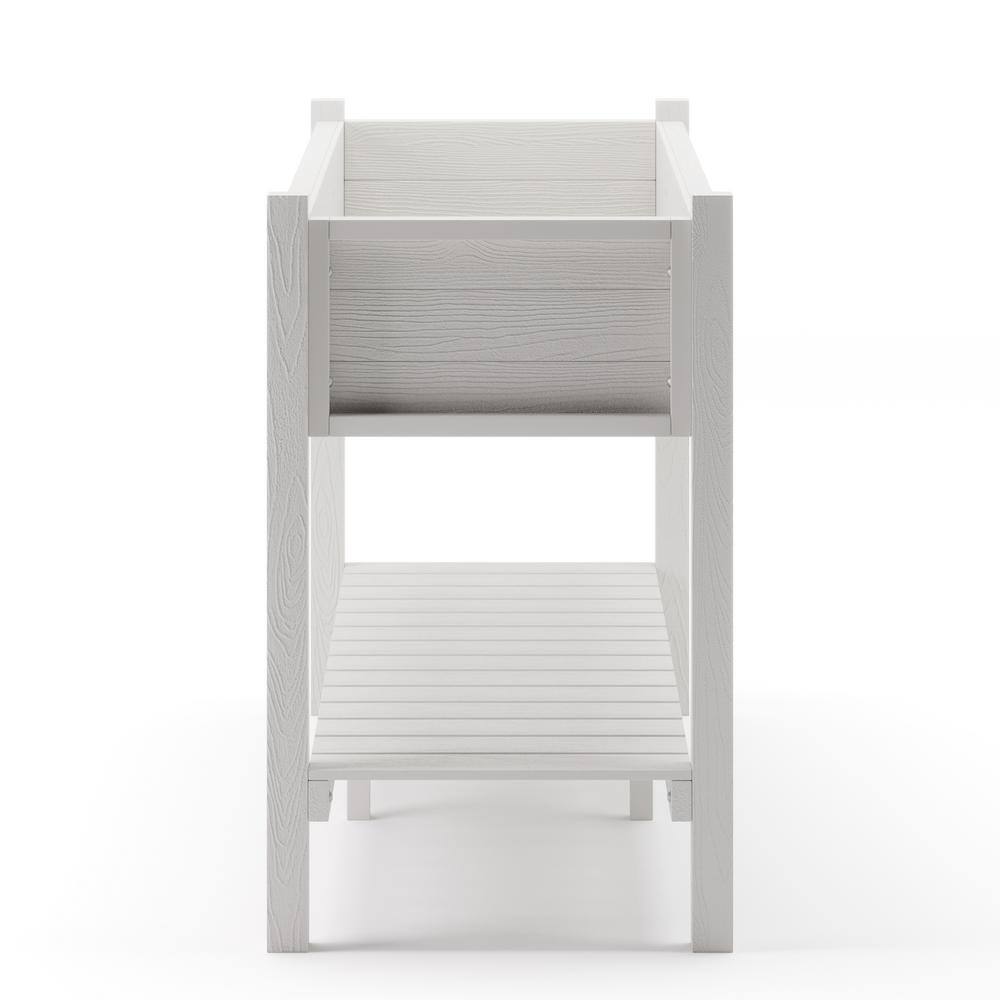 None 48 in. x 18 in. x 30 in. White Raised Planter Boxes, Elevated Plastic Garden Bed Stand for Backyard, Patio, Balcony