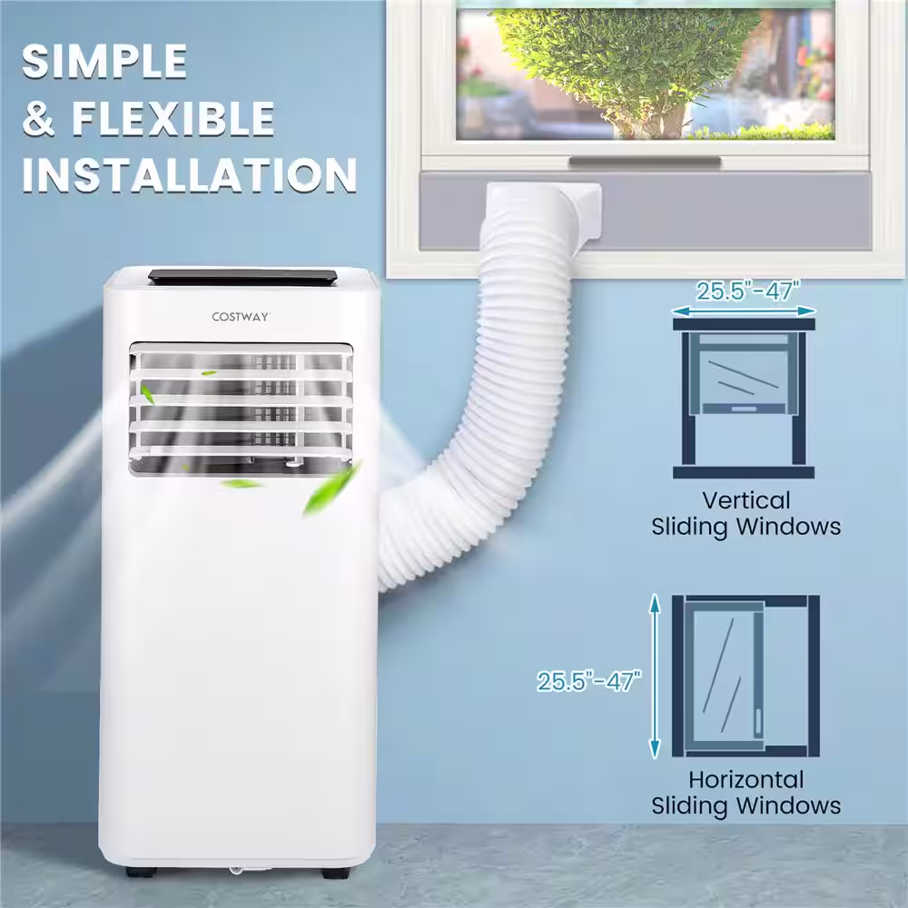 Costway 8000 BTU Portable Air Conditioner 3-in-1 AC Unit Cools 250 Sq.Ft. with Remote, Dehumidifier & Fan Mode in White