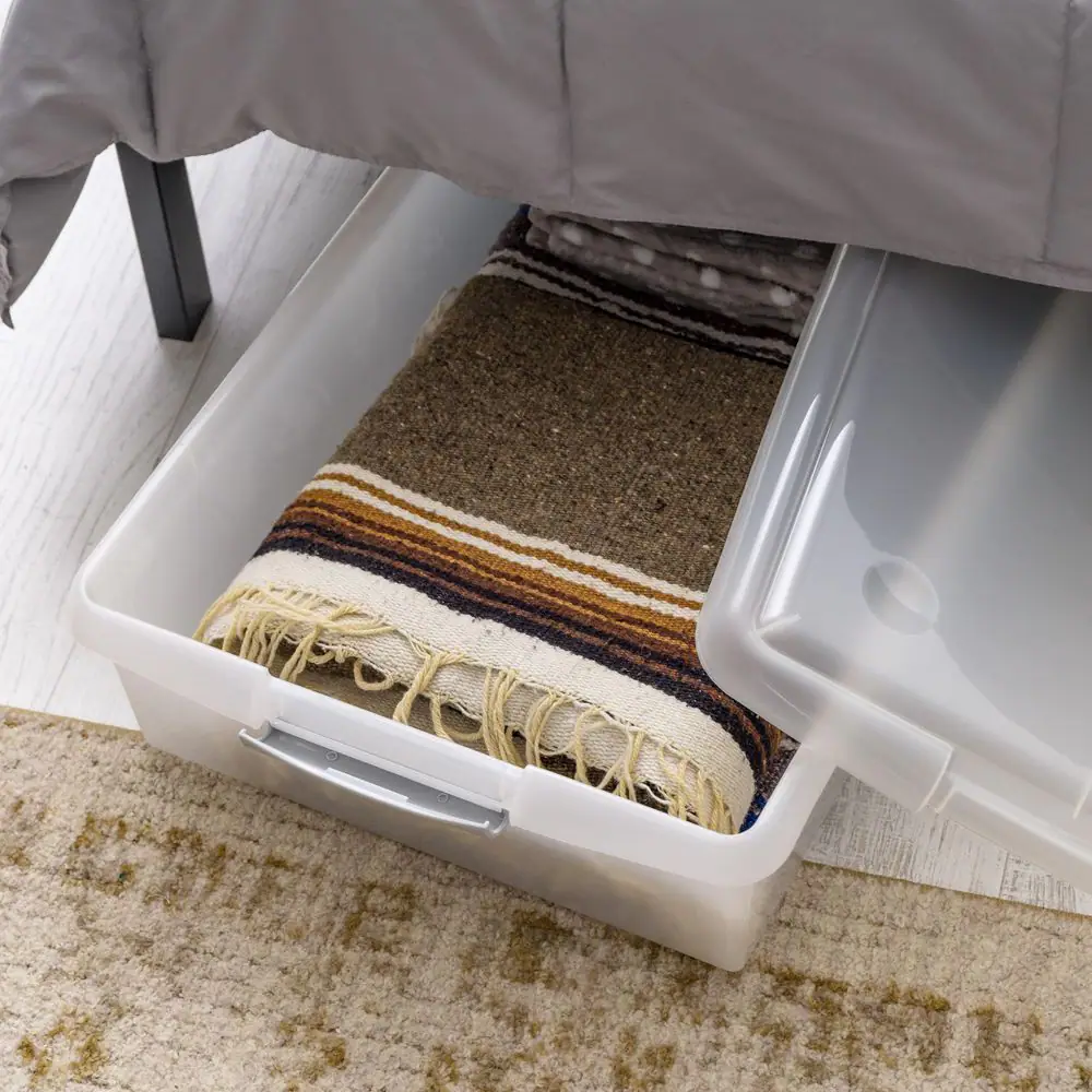 IRIS 40-Qt. Underbed Store and Slide Storage Box in Clear Tan Handle