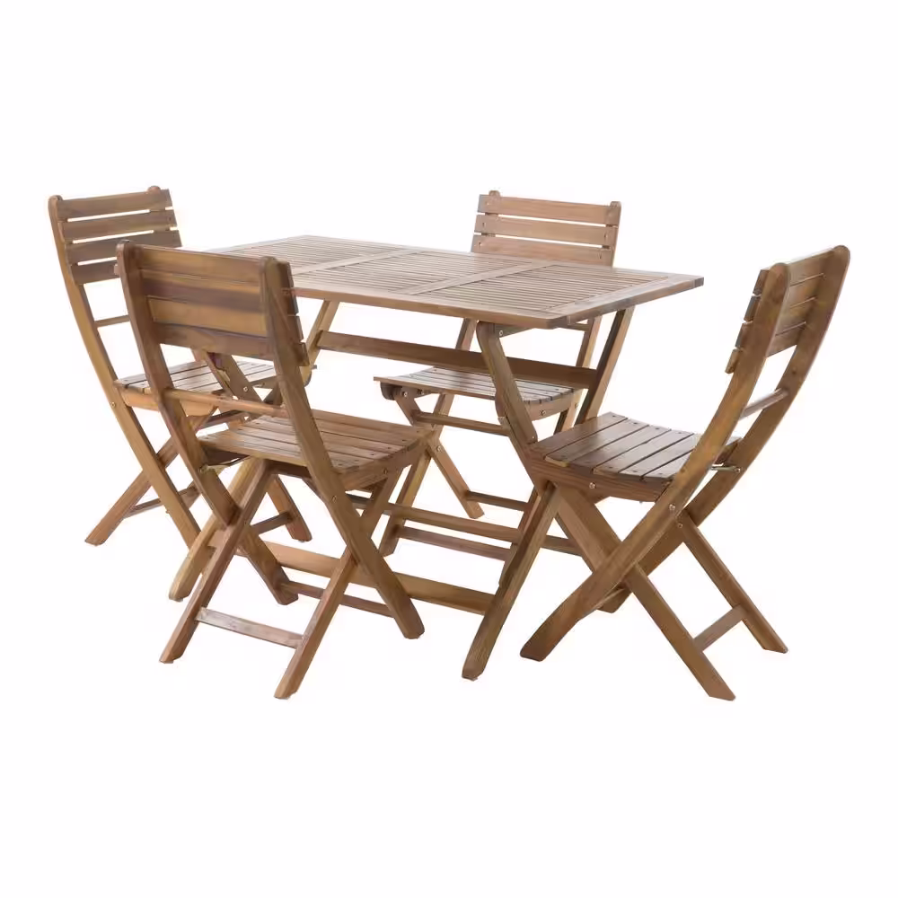Noble House Positano Natural 5-Piece Wood Outdoor Dining Set