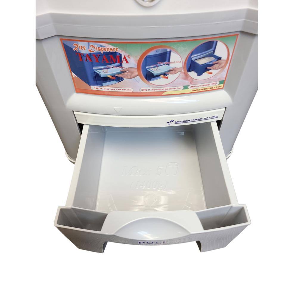 Tayama 33 lbs. Capacity Rice Dispenser in White