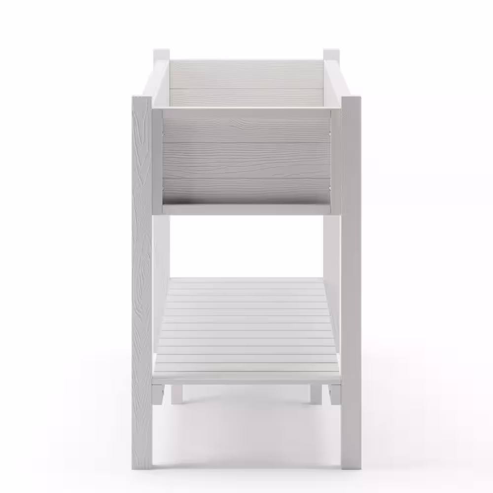 None Raised Garden Bed, Elevated Wood Planter Box Stand for Backyard, Patio, Balcony-White