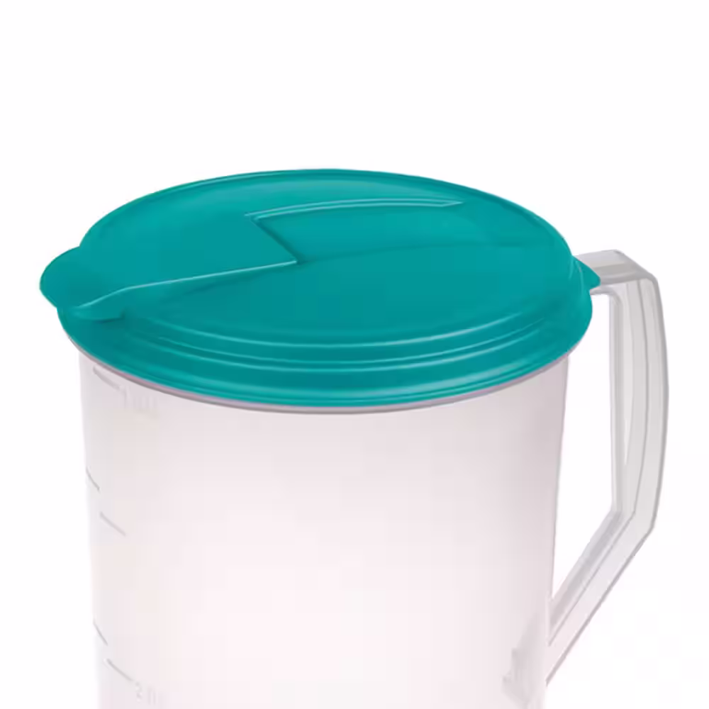 Sterilite 1 gal. Teal Round Plastic Clear Pitcher and Spout with Color Lid Drawer Organizer (6-Pack)