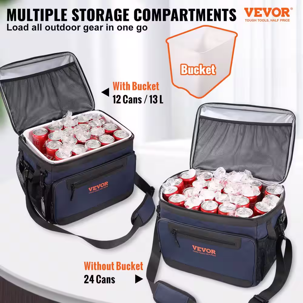 None Hardbody Cooler Bag 11 qt. Oxford Fabric Insulated Cooler Bag Leakproof and Waterproof Hardbody Deep Freeze Cooler