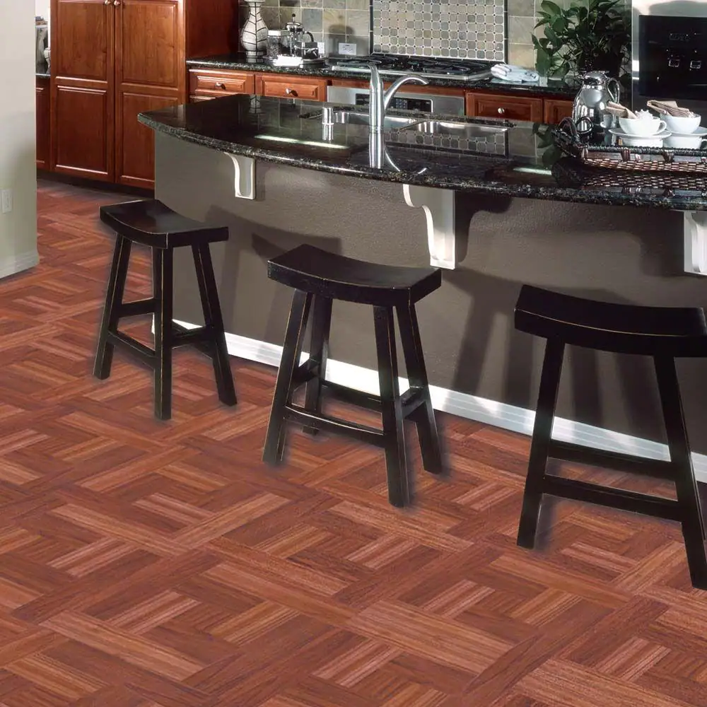 TrafficMaster Red Oak Parquet 4 MIL x 12 in. W x 12 in. L Peel and Stick Water Resistant Vinyl Tile Flooring (30 sqft/case)