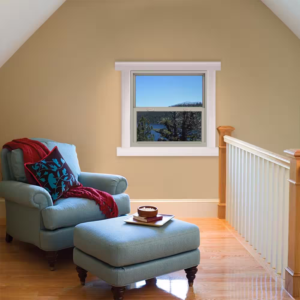 JELD-WEN 36 in. x 36 in. V-4500 Series White Single-Hung Vinyl Window with Fiberglass Mesh Screen