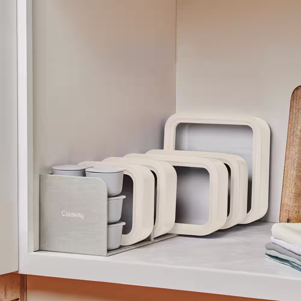 CARAWAY HOME 14-piece Glass Food Storage Set Cream