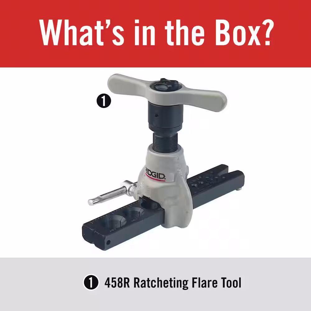 RIDGID 1/8 in. to 3/4 in. Model 458R Heavy-Duty Ratcheting 45 Degree Flaring Tool, Copper, Brass, Aluminum, Steel Pipe & Tubing