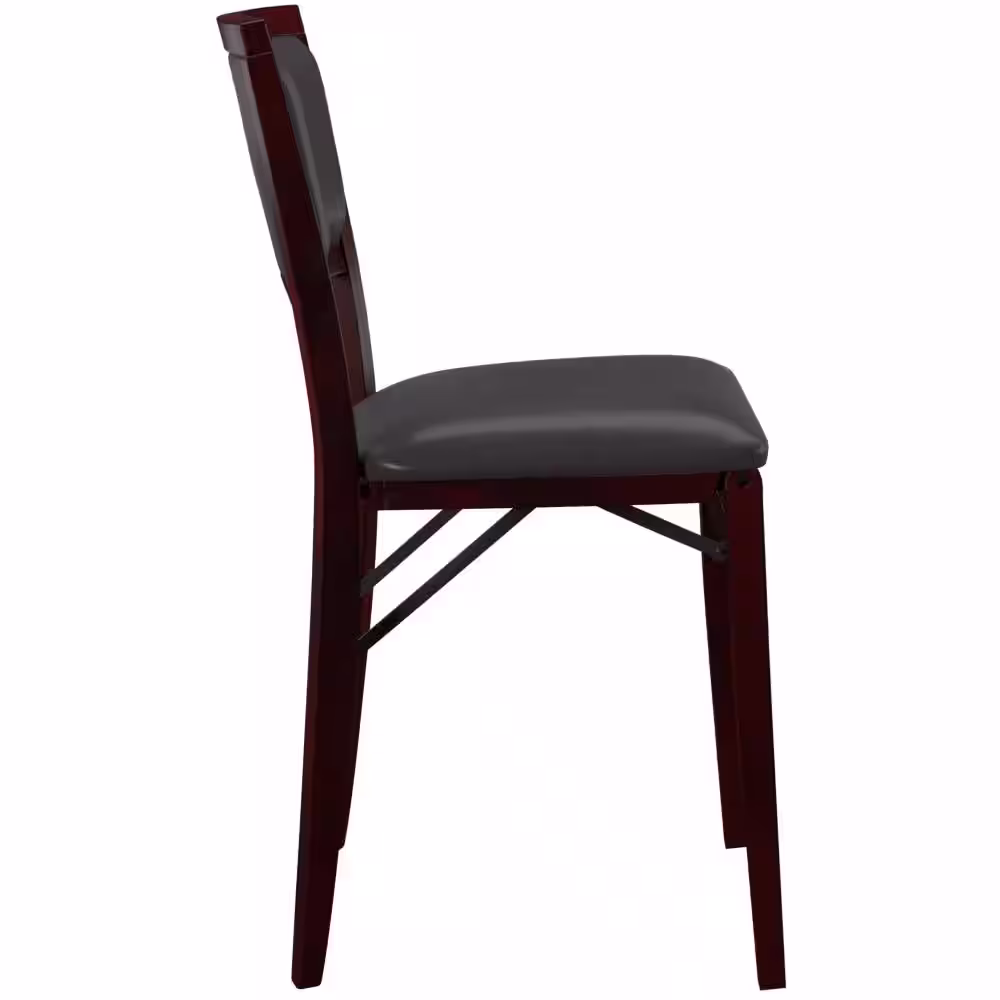 None Noelle Merlot Pad Wood Folding Chair (Carton of 2)