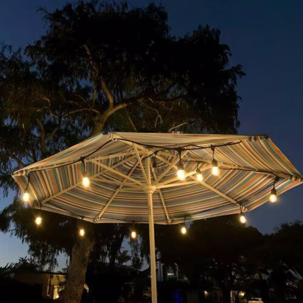 None 12 Light 24 ft. Outdoor Solar Powered LED Edison Bulb String Light