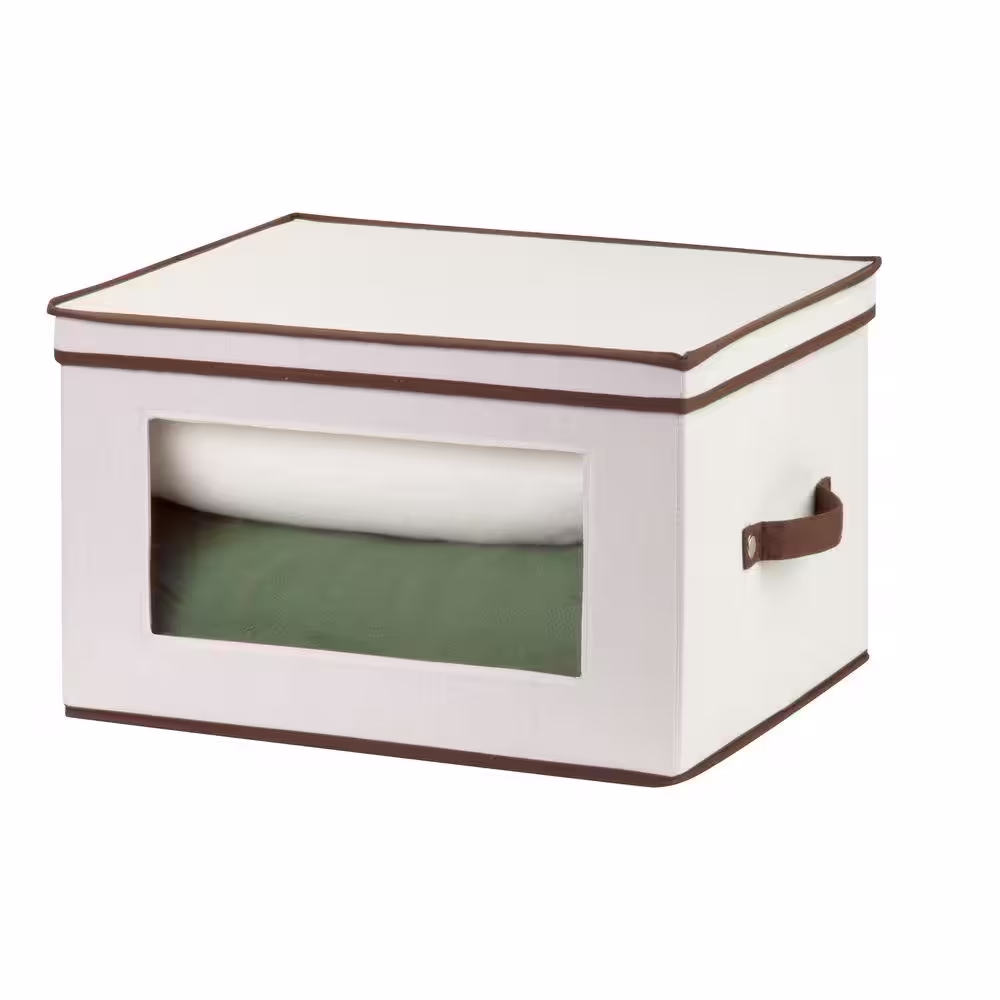 Honey-Can-Do 10.625 in. H x 13.5 in. W x 17.625 in. D Beige Canvas Cube Storage Bin