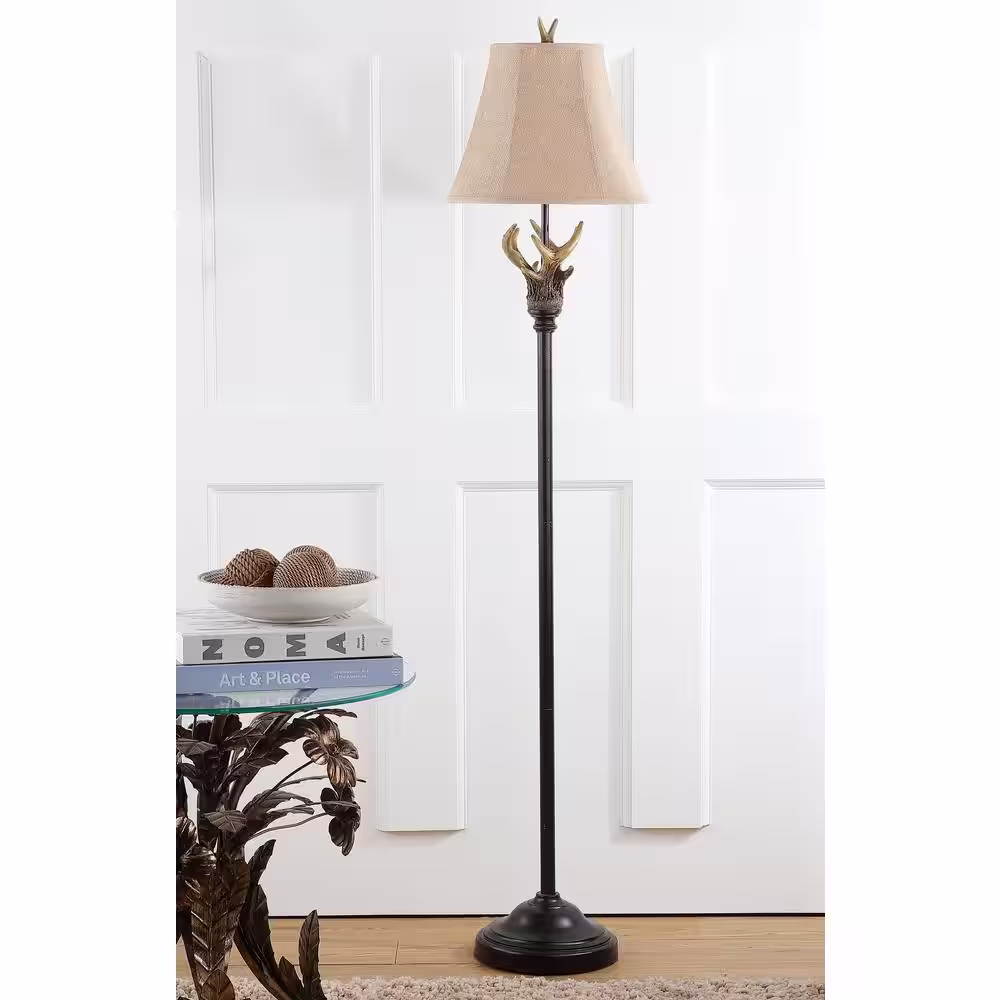 SAFAVIEH Branch 62 in. Brown Nature Floor Lamp with Brown Shade