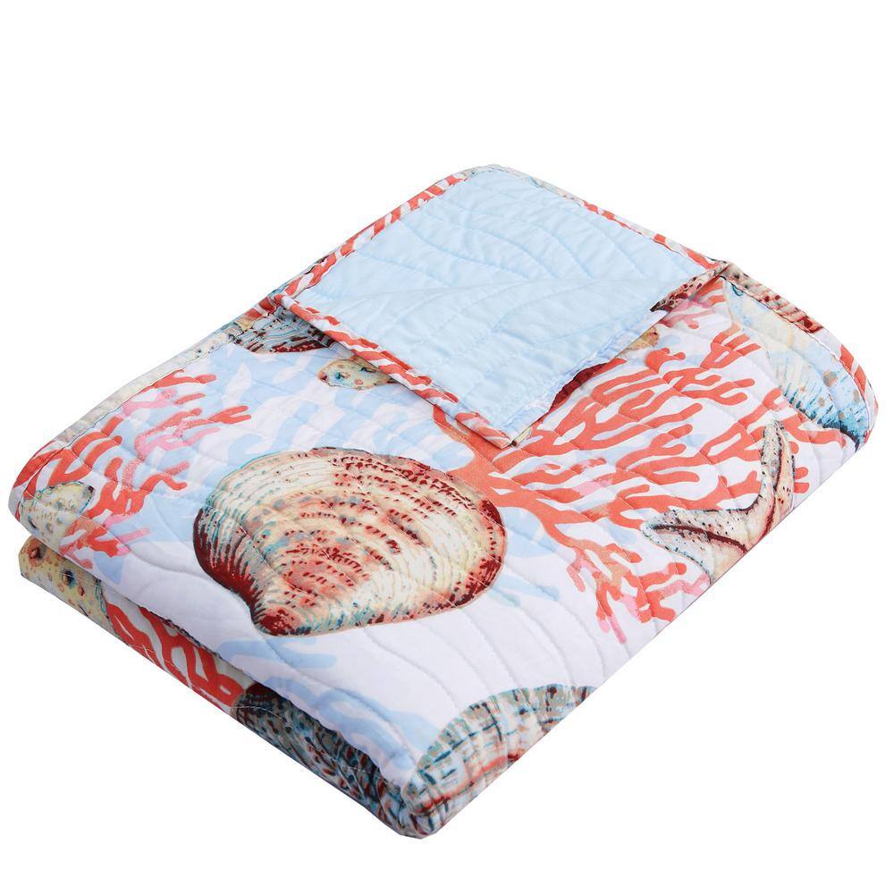 Greenland Home Fashions Beach Days Coral Cotton Blend Throw Blanket