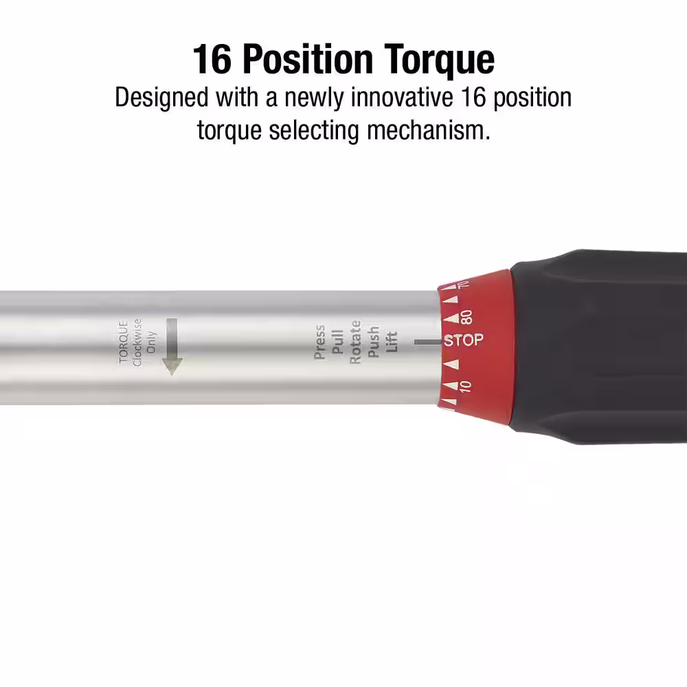 SUNEX TOOLS 3/8 in. Drive 5 ft./lbs. to 80 ft./lbs. Indexing Torque Wrench