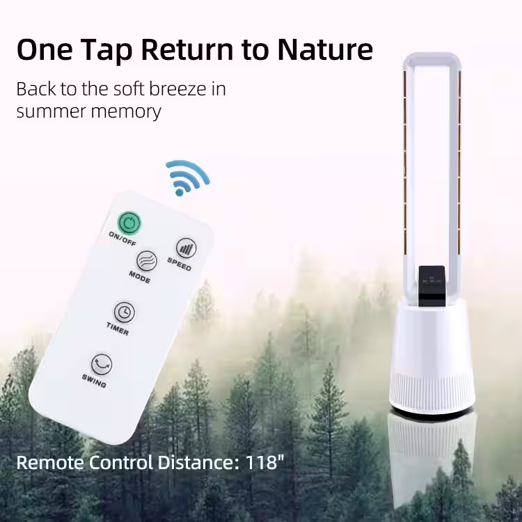 Aoibox 38 in. White Tower Fan, 3 Speeds & 15 Hours Timer Oscillating Air Circulator Bladeless Fan with Remote Control for Room