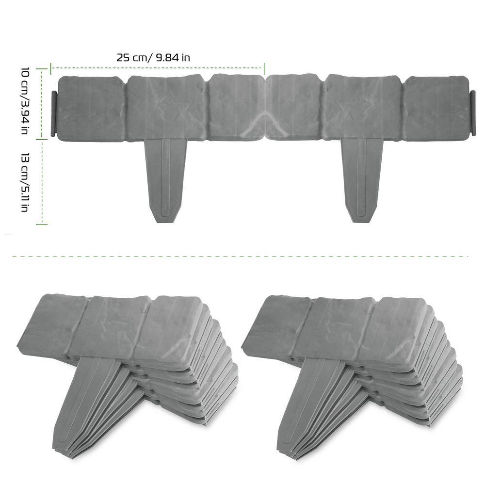 None 16 ft. Cobbled Stone Effect Plastic Garden Lawn Border Edging