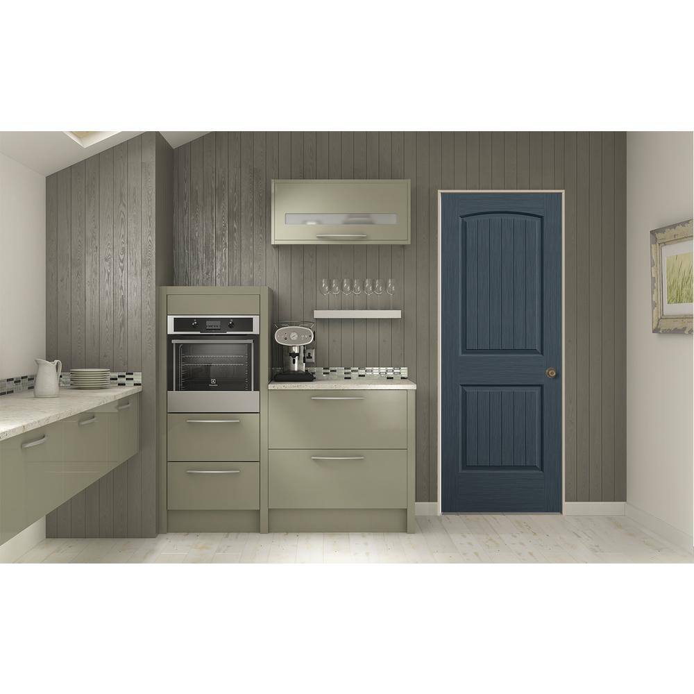 JELD-WEN 30 in. x 80 in. Santa Fe Denim Stain Right-Hand Solid Core Molded Composite MDF Single Prehung Interior Door