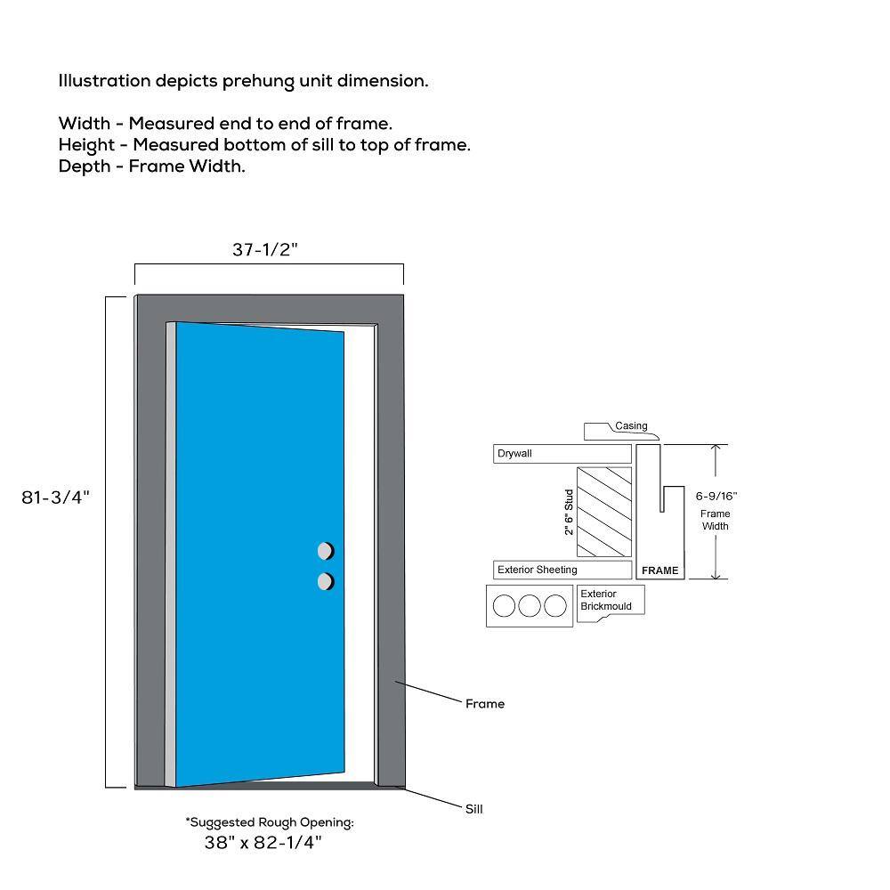 MMI Door 36 in. x 80 in. Left-Hand/Inswing Rain Glass Black Fiberglass Prehung Front Door on 6-9/16 in. Frame