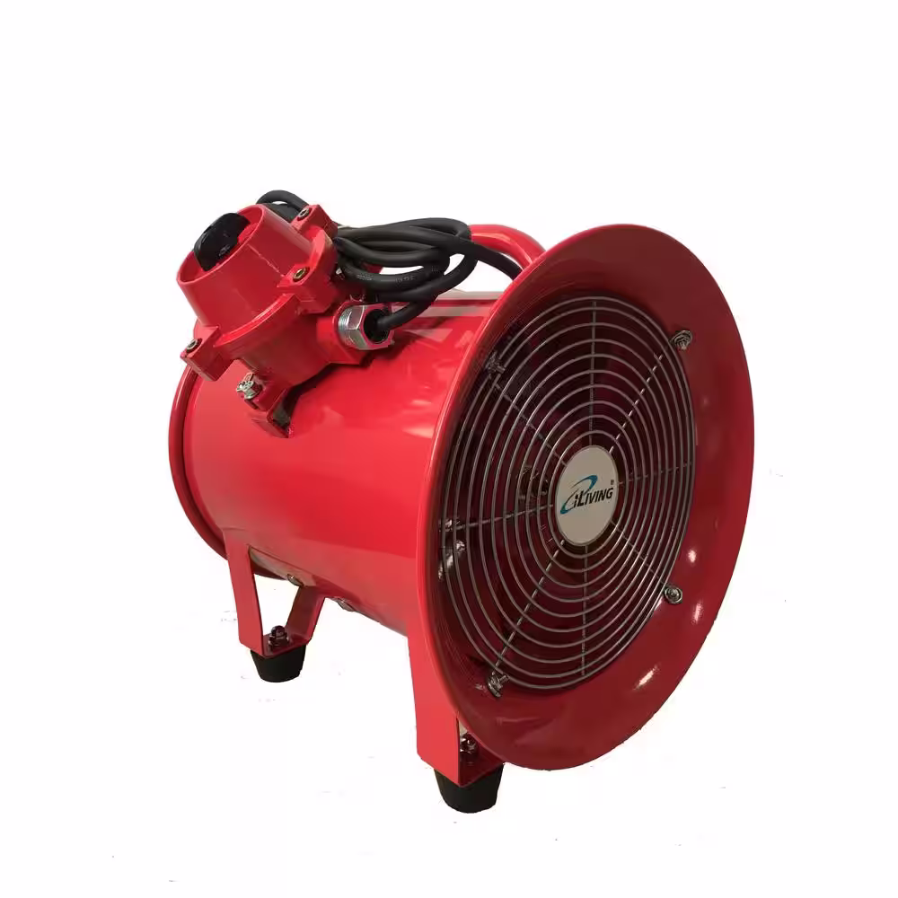 iLIVING Explosion Proof 10 in. Ventilation Floor Fan, With 350-Watt, 1943 CFM, Red
