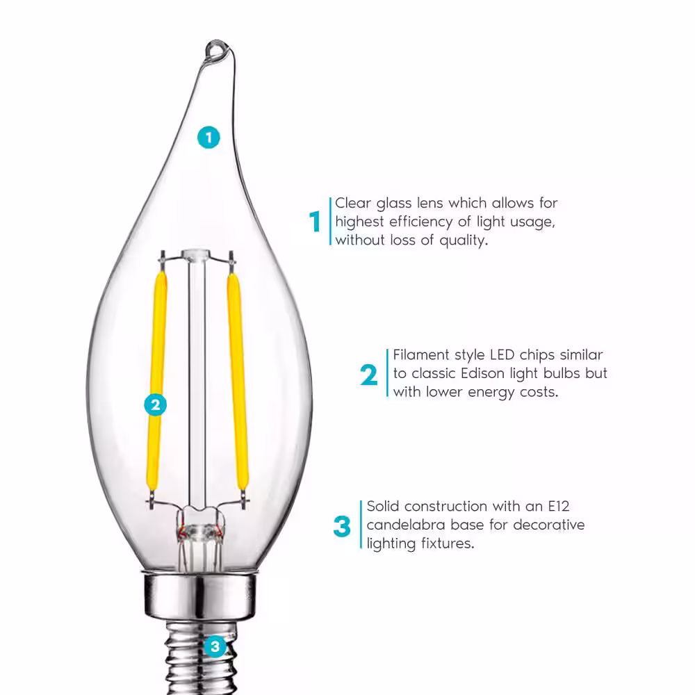 LUXRITE 40-Watt Equivalent CA11 Dimmable LED Light Bulbs UL Listed 4000K Cool White (6-Pack)